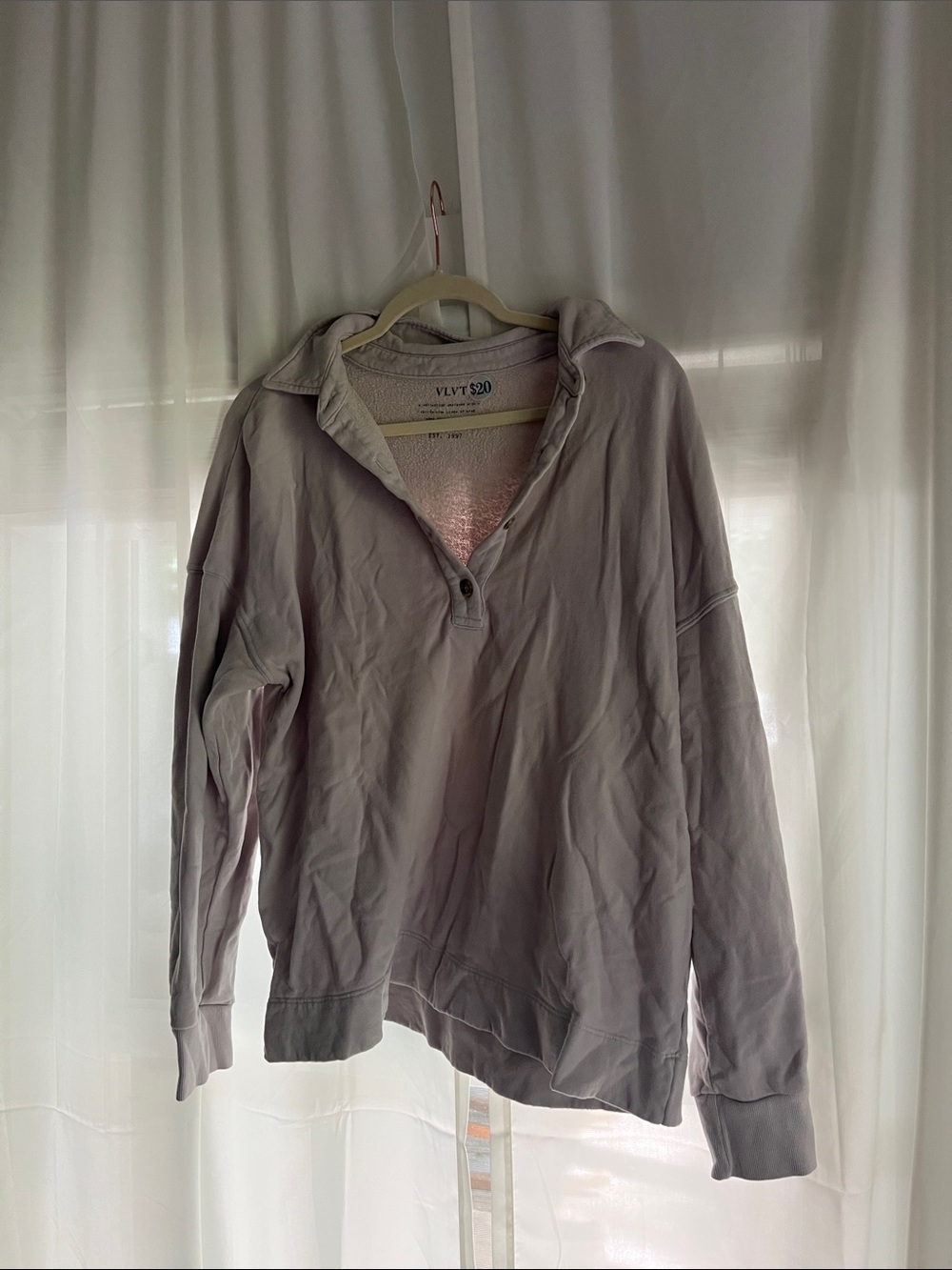 VLVT Lavender Collared Pullover Hoodie